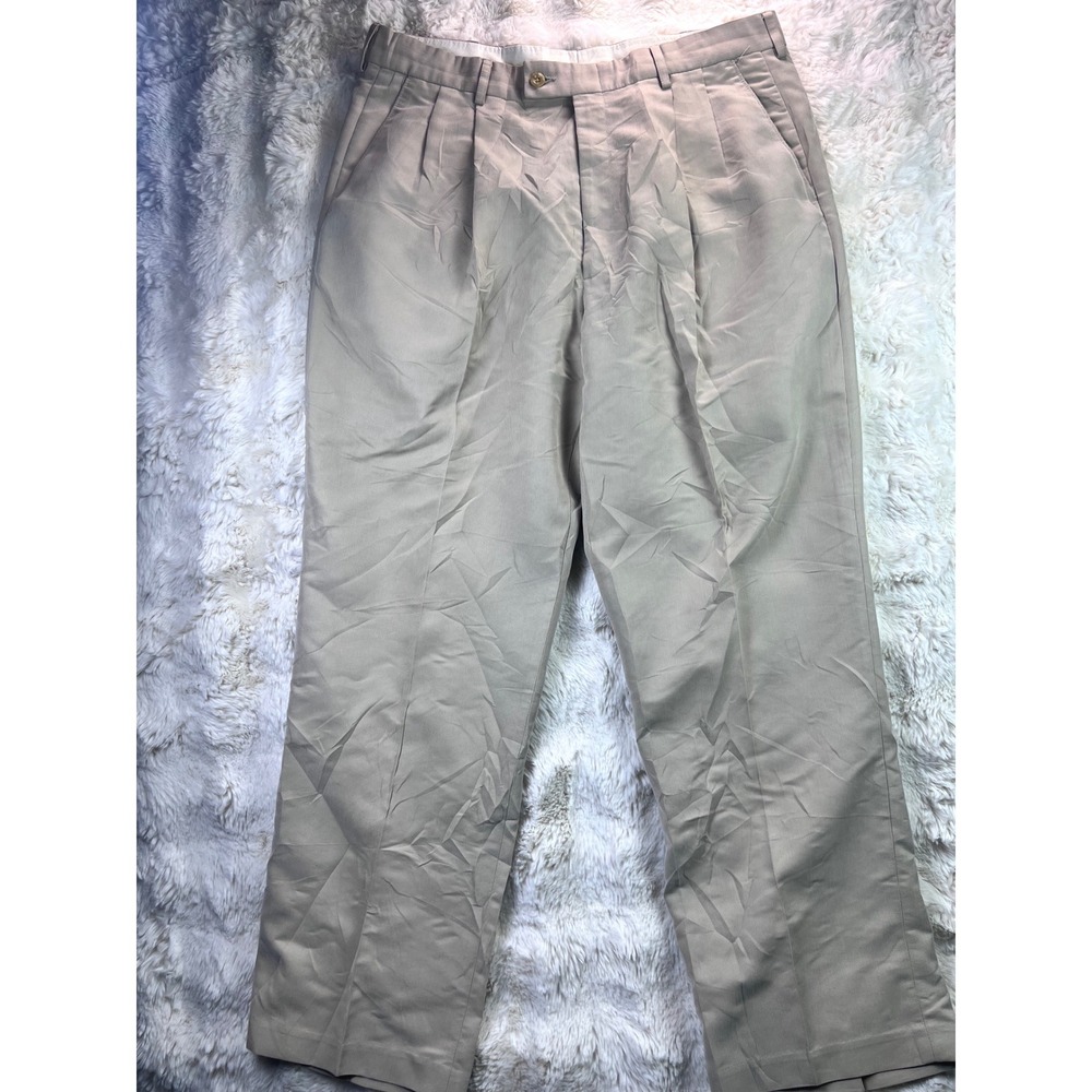 Nike Golf Mens 36x30 Pleated Khaki Tan Micro Ribbed Trousers Pants Slacks. A40